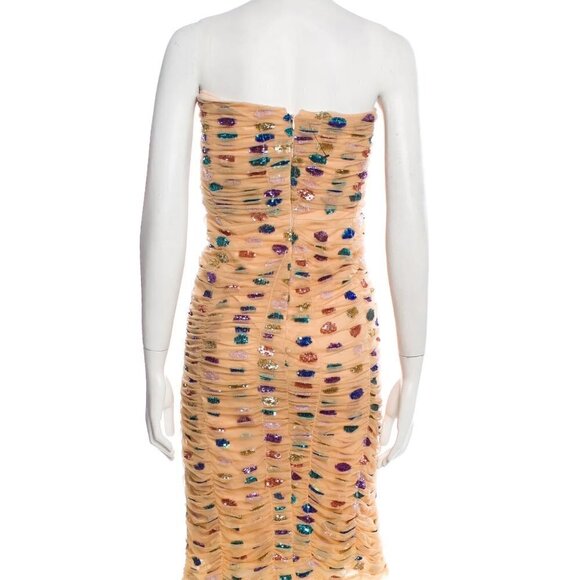 New Retrofête Rachel Strapless Nude Rainbow Crystal Embellished Bodycon Dress - Picture 10 of 10